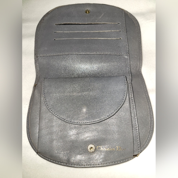 Dior vintage gray wallet card holder with coin pouch - Picture 2 of 13